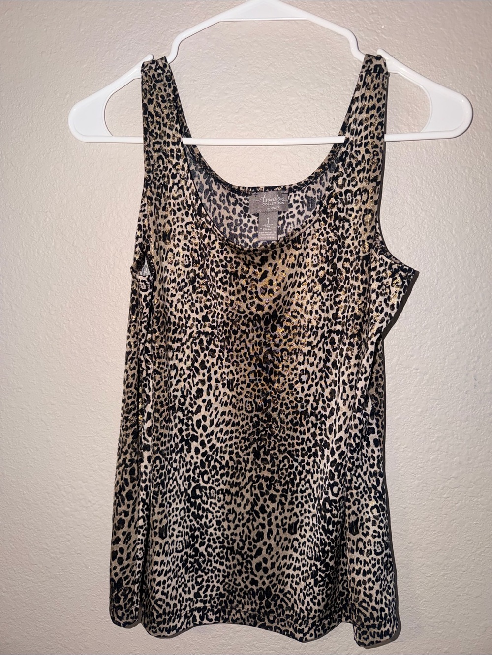 Leopard Print Scoop Tank Top - Beige & Black